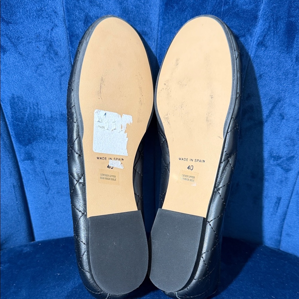 Bertuchi Genuine Leather Black Quilted Ballet Flats EU40 US9 NWOT Made in Spain - Picture 5 of 5